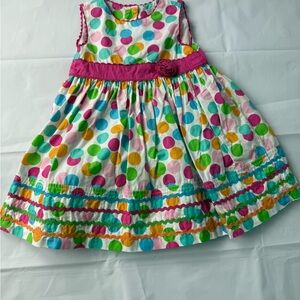 Colorful Polka Dot Kids Dress with Pink Belt